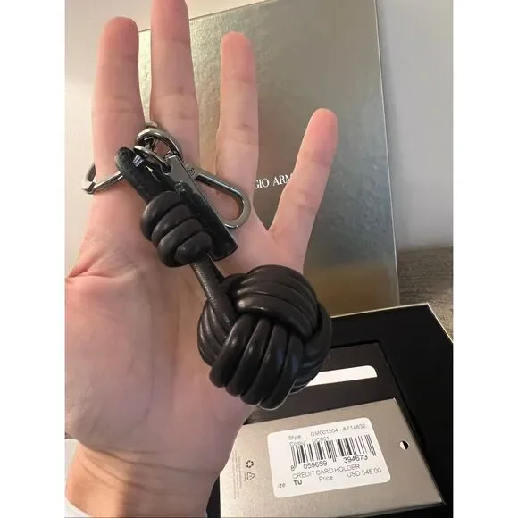 Giorgio Armani Leather Card Holder & Key Ring Gift Set – Made in Italy